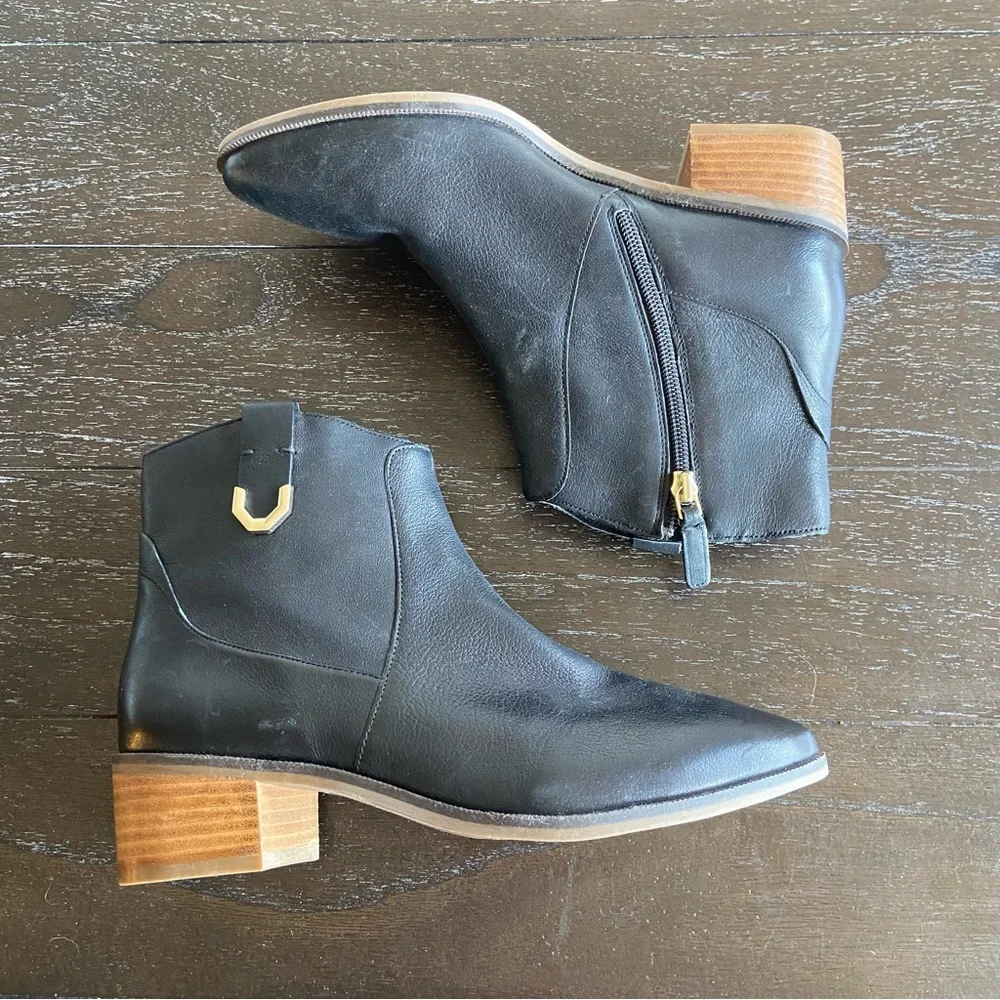Cole Haan Maci‎ Black Leather Heeled Ankle Boot Size 7.5